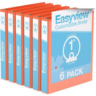 Davis Group Easyview Premium Binder - Round Ring - Customizable - 1" - Orange - 6 Pack-3 Ring Binder