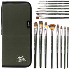 Mont Marte Signature Paint Brush 17-Piece Set - Synthetic-The mix of brush styles and sizes supports broad coverage, blending, edging and fine line work in one convenient collection