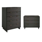 Manhattan Comfort Granville Modern Dresser and Chest Set - Dark Grey-Modern-Contemporary with a taste of Glam Bedroom Dresser Set. Includes 1 Chest and 1 Standard Dresser.