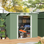 Outsunny 7' x 4' Lean to Garden Shed with Foundation Kit - Green-Sloped roof to prevent water build up
