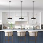 Hudson&Canal Alvia 14.5" Wide Pendant with Metal/Glass Shade - Matte Black/Brass/White-Rated for one 60W incandescent bulb - 9W LED bulb, 13W fluorescent (CFL) bulb, or 9W self-ballasted LED bulb, E26-base bulb, Bulb not included