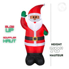 GEMMY Airblown Inflatable Christmas African American Santa - 78"-For indoor and outdoor use