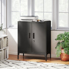 HOMCOM Metal Storage Cabinet with Lock - Black-Lockable doors with two keys keep documents and personal items secure