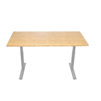 Uncaged Ergonomics 60" Rise Up Electric Height Adjustable Sit Stand Desk with Bamboo and Grey Frame (RUGB)-A beautiful, luxurious adjustable-height office desk and Perfect Sit/Stand or Standing Desk