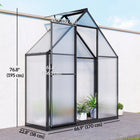 Outsunny Polycarbonate Greenhouse with Swing Door & Adjustable Window - 5.5' x 6.5'- Ground stakes buried in the soil add stability
 