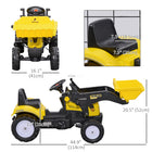 Aosom Kids Pedal Ride-On Tractor with Front Loader - Yellow-Realistic front digger with yellow and black sticker design 