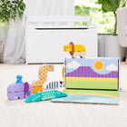 Melissa & Doug Blockables Safari 34-Piece Play Set-Build a collection - compatible with all other Blockables play sets, packaging folds out to double as a play space and pieces store in the sturdy box with handle for easy cleanup and portability, patent pending