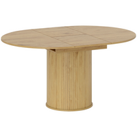HOMCOM 43.5"-59" Convertible Round to Oval Farmhouse Extendable Table for 6-8 - Natural Wood Finish-Extend from 43.3" (110  cm) round to 59.1" x 43.3" (150  x  110  cm) oval with removable leaves