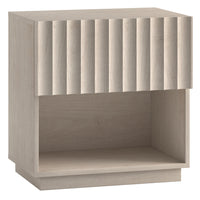 Hudson&Canal Jason Rectangular Fluted Nightstand - 24" W - Alder White-Modern contemporary design for your bedroom, guest suite, or anywhere you need a little extra storage