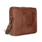 Champs Onyx Leather Slim Briefcase - Brown-Inner RFID zipper pocket