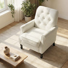 HOMCOM Mid-Century Modern Accent Chair with Thick Padded Seat for Bedroom - Cream/White-Overall Dimension: 27.2" W x 29.5" D x 35.4" H (69 x 75 x 90 cm) 
