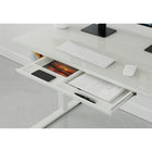 ShoppingAll Glass Electric Height Adjustable Standing Desk with Drawer - White-Hassle-Free Assembly: Setting up a sit to stand desk has never been easier thanks to one-piece tabletop. Easily complete the straightforward installation using the detailed instruction manual to have your sit stand desk fully operational in no time.