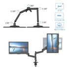 ShoppingAll Fully Adjustable Pneumatic Dual Gas Spring Monitor Desk Clamp Mount - Black-Full motion adjustment provides peace of mind to always have your monitors at an optimal height, helps relieve the strain on your neck and back