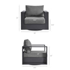 Modway Tahoe Outdoor Powder-Coated Aluminum Swivel Armchair - Grey/Charcoal-Powder-Coated Aluminum Frame