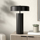 Hudson&Canal Nash 24" Tall Table Lamp with Metal Shade - Blackened Bronze/Blackened Bronze-Handcrafted blackened bronze finish is applied to the candlestick metal base