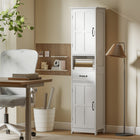 Kleankin Bathroom Linen Tower Cabinet with Open Shelf and Drawer - White-Colour: White