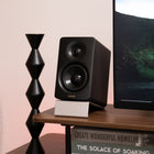 Edifier M60 Hi-Res Wireless Audio Touch Control Multimedia Bluetooth Speaker - Black-Exclusive aluminum speaker stands that minimize sound coloration from desktop reflections. With a 15-degree angle, they direct sound precisely at ear level for an optimal experience.