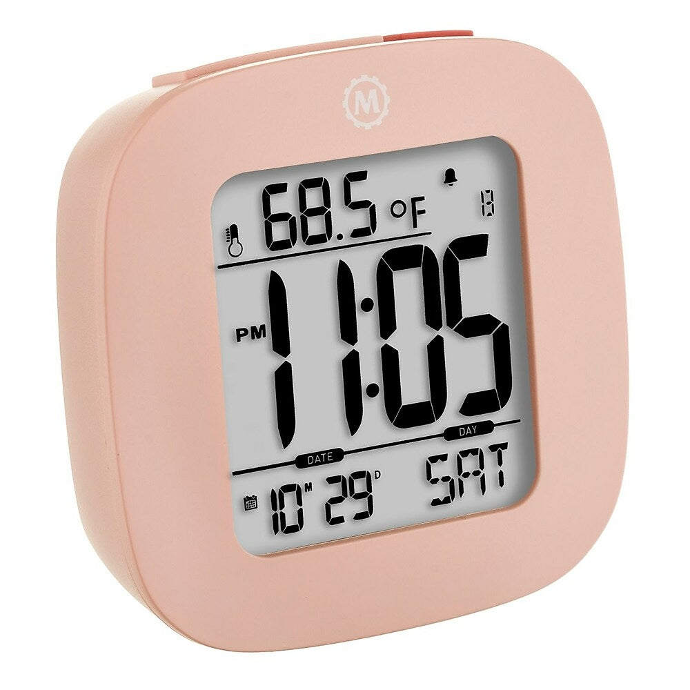 Marathon Compact Alarm Clock with Temperature and Date - Pink