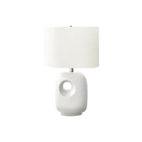 Monarch Specialties 26" H Contemporary Table Lamp - White Ceramic / Ivory / Cream Shade-Contemporary 26"h table lamp featuring a sleek white ceramic base with a stylish cut-out design, perfectly blending modern aesthetics with functionality to brighten up any living room, office, or bedroom