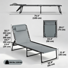 Outsunny Folding Lounge Chair - Chaise Lounge with Headrest - Light Grey-Mesh sling fabric offers excellent breathability