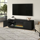 Hudson&Canal Presque TV Stand with 26" Crystal Fireplace for TV's up to 75" - Black Grain-Product Dimensions: 15.5" L x 68" W x 22" H