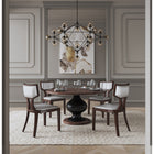 Manhattan Comfort Pulitzer 18.1" Traditional Faux Leather Upholstered Dining Chairs - Silver and Walnut - Set of 2-Frame Made of Solid Beech Wood with Rich Walnut Finish