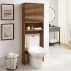 Modway Render Over the Toilet Bathroom Storage Cabinet - Walnut-Non-Marking Floor Glides