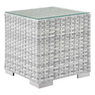 Modway Convene Outdoor Patio Side Table - Light Grey-Synthetic Rattan Weave