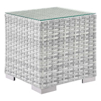 Modway Convene Outdoor Patio Side Table - Light Grey-Synthetic Rattan Weave
