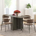 HOMCOM Drop Leaf Folding Dining Table with 2-Tier Shelves & Rolling Casters for 2-4 - Grey Wood Grain-use this extendable dining table three ways – no side up, a single side up or both sides up