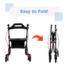 Journey Breeze Rollator Mobility Walker - Blue-Extra-large padded seat provides a comfortable place to rest during walks