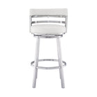 Armen Living Madrid 26" Counter Height Swivel Bar Stool in White Faux Leather & Brushed Stainless Steel-21" L x 20" W x 35" H