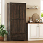 HOMCOM 69" H Tall Kitchen Storage Cabinet with Adjustable Shelves - Coffee Brown-Two adjustable shelves allow for customized organization 