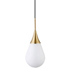 Hudson&Canal Ambrose 7.63" Wide Pendant with Glass Shade - Brass/White Milk-Paired with a white teardrop glass shade