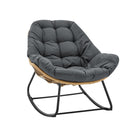 Manhattan Comfort Benson Modern Patio Rocking Chair 6-Piece Set - Grey-Frame Made of Rust Resistant Steel Wrapped in PE Rattan Rope Perfect for Outdoor Weather