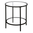 Hudson&Canal Sivil 20"W Round Side Table with Glass Shelf - Blackened Bronze-Hand crafted blackened bronze finish is applied to the steel frame