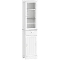 Kleankin Storage Cabinet with Multiple Shelves & Drawer - White-2 cabinets and a drawer provide ample storage space