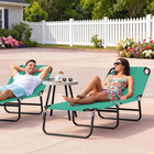 Outsunny Folding Lounge Chair - 5 Position Sun Tanning Chair - Dark Green-Face hole allows you to face down comfortably while sunbathing