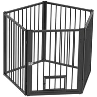 PawHut 5-Panel Dog Playpen with Door - 30" H-Multi-usage for indoor, outdoor, or as a dog gate
