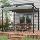 Outsunny Pergola with Retractable Canopy, Garden Gazebo Shelter - 10' x 10'-Polyester canopy is retractable, slides to a position to keep you protected from the sun 