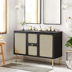 Modway Chaucer 48" Double Sink Bathroom Vanity - Black-Metal Cabinet Knobs