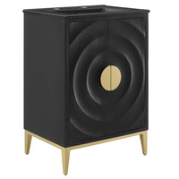 Modway Beau 24" Wood Bathroom Vanity with Basin - Black-Concentric Circle Design