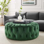 Modway Amour Tufted Button Large Round Performance Velvet Ottoman - Emerald-Performance Velvet Polyester Upholstery