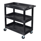 Luxor TUFFY XL Three-Tier Multi-Purpose Utility Cart - 32" W x 18" D - Black-Constructed with PVC legs that offer strong support and stable handling