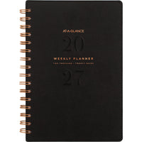 AT-A-GLANCE 2027 Signature Small Weekly/Monthly - 8-½" H x 6" W - Black Cover - Bilingual-13 months: January 2027 - January 2028