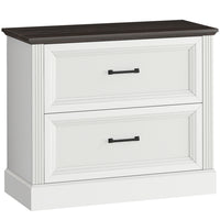 HOMCOM 2 Drawer File Cabinet for Letter/A4/Legal Hanging File Folders - White-Features two file drawers and a wide top for an organized workspace