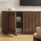 Modway Fortitude 75" Curved Sideboard Storage Cabinet - Walnut-Wood Grain Laminate Finish