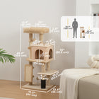 PawHut 41" Cat Tree with Scratching Posts, Bed and Condo - Beige-Particleboard and sisal construction ensures durability 