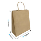 Reliabag Paper Bags - Twist Handles - 10" W x 5" D x 13" H - Kraft - 100 Pack-Re-enforced Twisted Twine Handles