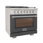Kucht 36" KFX-X Series Pro Style Propane Gas Range - Stainless Steel/Cement Gray-Product dimensions 27.75" L x 36" W x 36" H